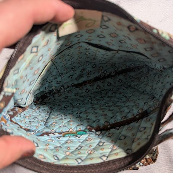 Vtg Y2K Vera Bradley Java Brown Blue Floral Hipster Sling Quilted Shoulder Bag - Picture 4 of 5